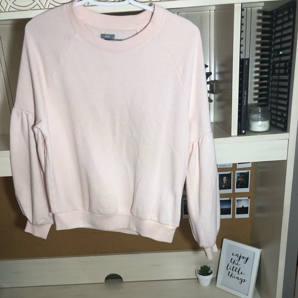 Aerie Pink Balloon Sleeve Crew Neck Sweater - Picture 6 of 6